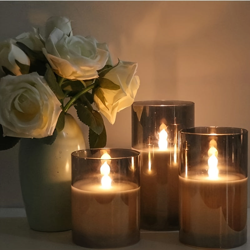 Velas LED sin llama en 3D con efecto de absorción, 3 piezas blancas de cera real con parpadeo realista, control remoto y temporizador, a pilas, para fiestas, bodas y decoración del hogar