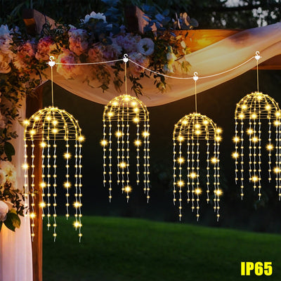 4 Conjuntos de Candelabros Decorativos para Exterior para Luces de Patio y Jardín, 265 Leds, Luces de Hadas, 8 Modos, Candelabros Solares para Patio, Paisaje, Parque, Fiesta, Tienda, Patio, Decoraciones de Árbol, Perfecto para Decoraciones de Día de la I