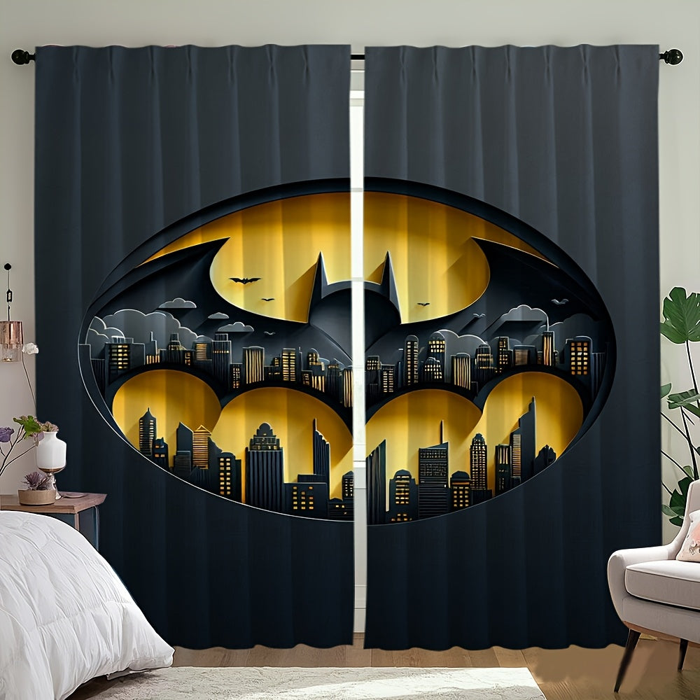 2 cortinas de Batman, decoración para el hogar, varios tipos de habitaciones, oficina, semi-opacas, ideales para baño, dormitorio, casa de vacaciones, camping, sala de estar, estudio, decoración para fiestas, regalos para fiestas, regalo de Año Nuevo, Na