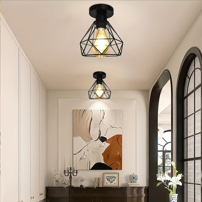 Linterna de techo estilo industrial retro rural con base para bombilla E27, pasillo, cocina, escalera, armario, luminaria de puerta (sin bombilla)
