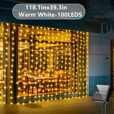 1pc 100/200/300 luces de cuerda de hada LED alimentadas por energía solar para exterior, 8 modos, luces de hada, IP44, color blanco, batería de níquel solar no extraíble 600mAh, parpadeo, control de sensor de luz, con carga solar, para Mardi Gras, Navida