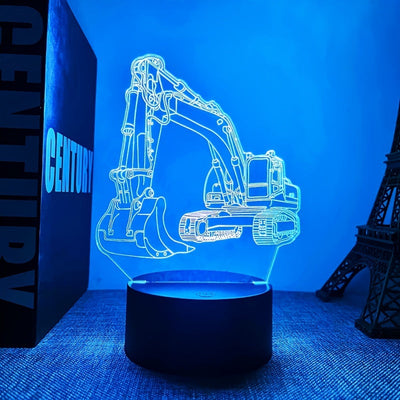 1 Unidad, Luz Nocturna De Ambiente Estilo 3D, Alimentado Por USB, Con Diseño De Excavadora, Creativa, Con Base De Color Oscuro, Con Botón Táctil, Ideal Para El Escritorio, Medidas 6,73 "X 4,76"