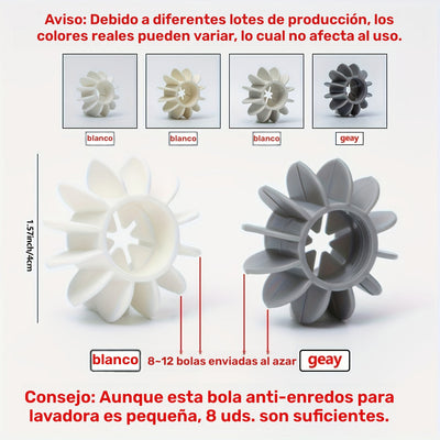 8pcs, Bola para Secadora de Ropa, Bola de Lavandería Reutilizable, Bola de Lavado para Lavadora, Bola Suavizante de Tela, Bola de Secado de Ropa, Bola Anti-enredos para Lavandería, para Reducir Arrugas, Suministros de Limpieza, Gadgets para el Hogar