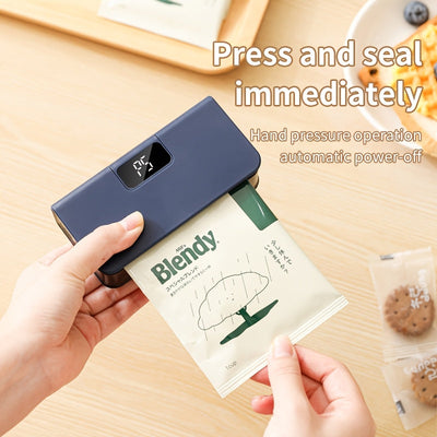 Máquina de sellado portátil compacta con 6 ajustes ajustables, recargable por USB, batería de litio, sellado rápido para bolsas de snacks, a prueba de humedad y olores, ideal para viajes y pícnic, sellador de cocina | Sellador portátil | Dispositivo reca