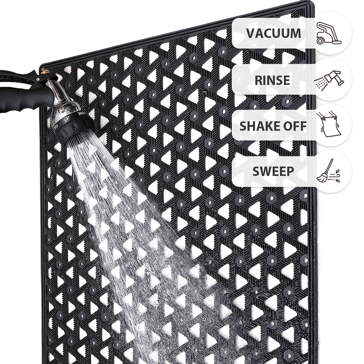 1pc Felpudo DAJIANG para Exterior con Patrón Geométrico, Base Antideslizante y Material TPE Resistente - Alfombra de Bienvenida Lavable de Perfil Bajo para Patio, Entrada o Puerta Principal (Gris/), Diseño Minimalista Moderno, Durabilidad Industrial, Sue