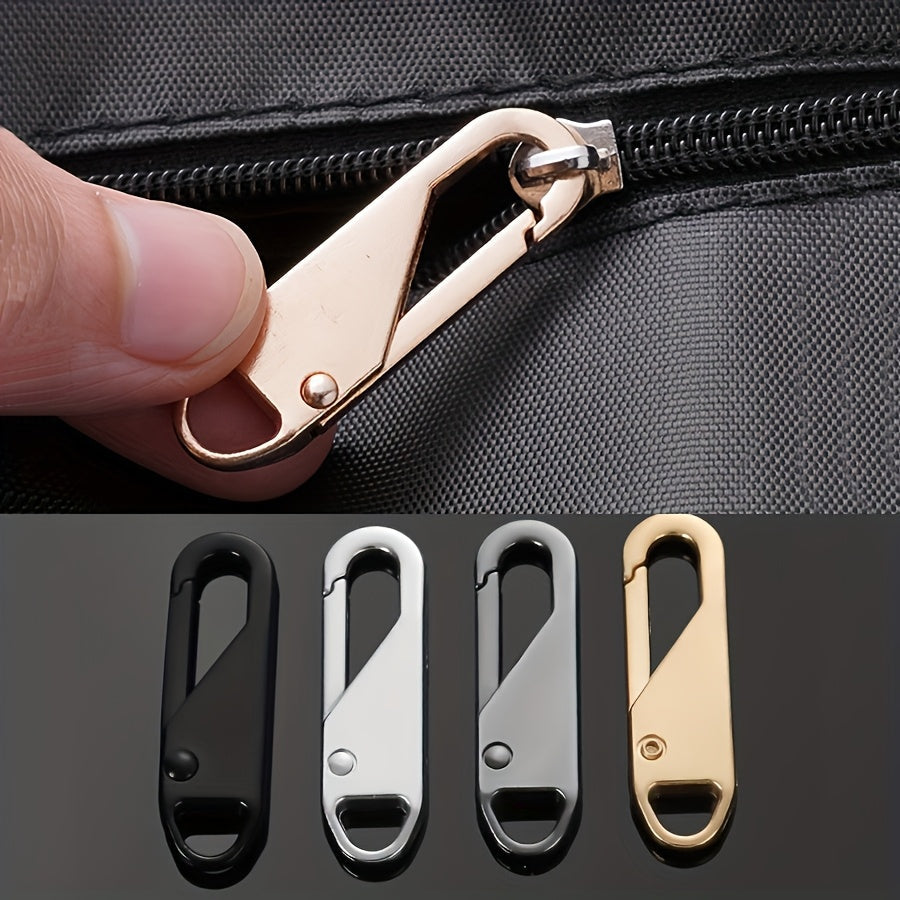 4 piezas de cabezales de cremallera de repuesto - Correas de bolsa negras para bolsos de viaje, ropa y manualidades, chaquetas, mochilas y bolsos, etc., deslizador de metal multicolor duradero, fácil de instalar, cabeza extraíble - Negro