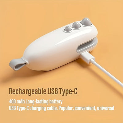 Mini sellador de snacks USB recargable - Sellador de bolsas de plástico manual con diseño de oso lindo, ideal para frutas, snacks y bolsillos, solución portátil de almacenamiento de alimentos, solución de almacenamiento de alimentos | Diseño de oso lindo