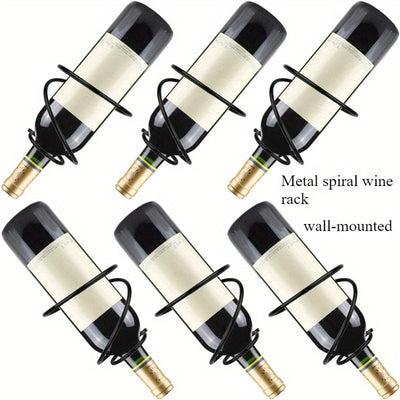 6 piezas, soporte de vino colgante espiral creativo de metal, montaje en pared, exhibidor de botellas de vino rojo, rac de vino