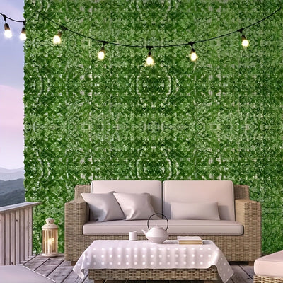 4 paneles grandes de hiedra artificial de lujo para privacidad, resistentes a los rayos UV, fondo verde decorativo con hojas para patio, balcón, jardín, terraza, uso en interiores y exteriores