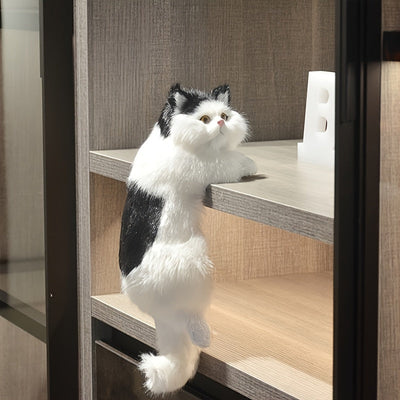Muñeca de gato de resina hecha a mano, figurilla de kitty de piel falsa coleccionable, decoración para el hogar, regalo de boda, no requiere energía, material durable, figurilla decorativa para el hogar y la cocina