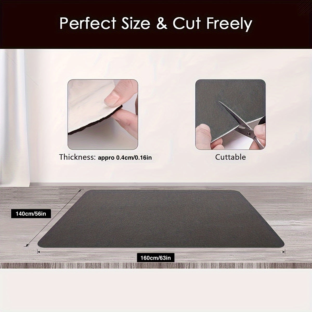1pc Alfombra para silla de oficina, KOKOJO, para pisos de madera dura y cerámica, alfombra de silla giratoria para computadora, grande, antideslizante, hecha de poliéster, con escritorio bajo perfil de alfombra baja, para oficina en casa