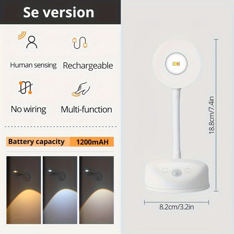 Foco LED Con Sensor De Movimiento, Luz De Pintura Inalámbrica, Luz De Noche Recargable A Batería, Control Remoto Con Temporizador, Rotación De 360°, Regulable, 3 Temperaturas De Color, Para Escaleras, Sala De Estar, Dormitorio, Pasillo, Exhibición De Obr
