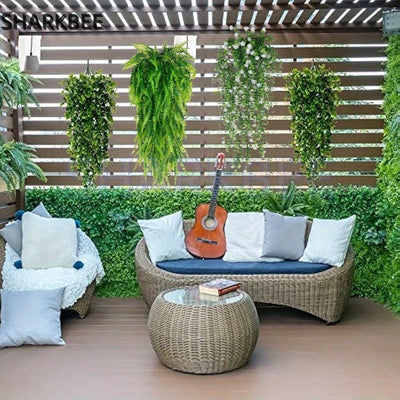 SHARKBIE 6 piezas de Planta Verde Artificial para Exterior Simulación de Helecho Persa, Hiedra y Boj, Adecuado para Jardines Exteriores, Bodas, Festivales, Pasillos, Decoración de Paredes y Puertas Principales, Decoración Colgante Interior y Exterior