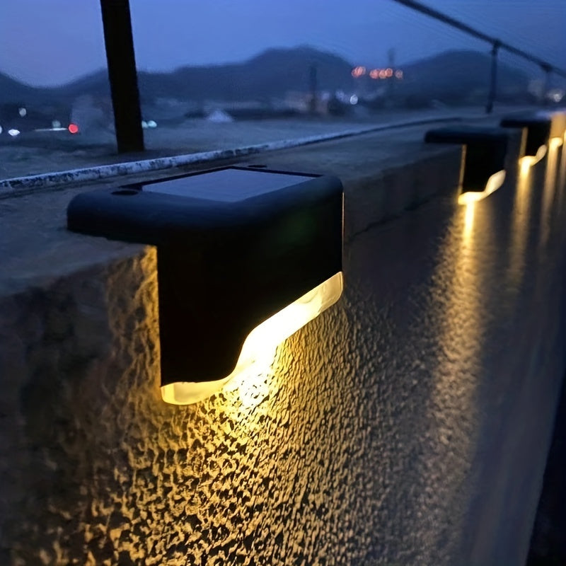 8 luces LED solares para exteriores, opciones de luz cálida y fría (blanco/cálido), diseño de plástico, ideal para iluminación de terrazas, escaleras, cercas y jardines, luces solares para exteriores, eficiencia energética