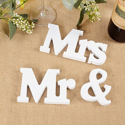 [Letreros de Madera Versátiles Mr & Mrs] Conjunto de 3 pzas de Letreros de Madera Versátiles Mr & Mrs - Madera Manufacturada, No Necesita Electricidad - Decoración de Boda, Despedida de Soltera, Día de San Valentín y Props para Fotos