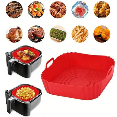 2 piezas, forros de freidora de aire de silicona, forros de freidora de aire cuadrados, tazones de cesta de silicona, bandejas de horno reutilizables, accesorios de horno, herramientas de repostería, gadgets de cocina, accesorios de cocina