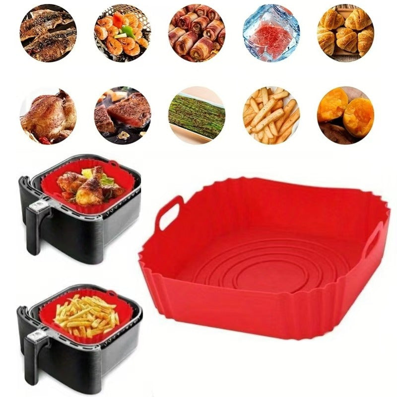 2 piezas, forros de freidora de aire de silicona, forros de freidora de aire cuadrados, tazones de cesta de silicona, bandejas de horno reutilizables, accesorios de horno, herramientas de repostería, gadgets de cocina, accesorios de cocina