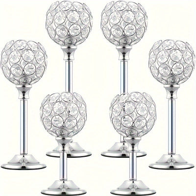 Juego de 6 piezas, 3 tamaños, portavelas de cristal, soporte para velas de metal, ideal para decoración de bodas, adornos de mesa, decoración de chimenea y ambiente en la sala de estar, decoración de pared, perfecto para Navidad, regalo ideal