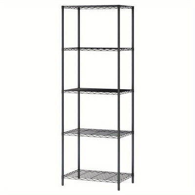 Estante de almacenamiento de metal clásico de 5 niveles, estante organizador de montaje en el piso de almacenamiento abierto para cocina, baño, dormitorio y sala de estar - Isla de almacenamiento estacionaria sin materiales de madera - Uso sin electricid