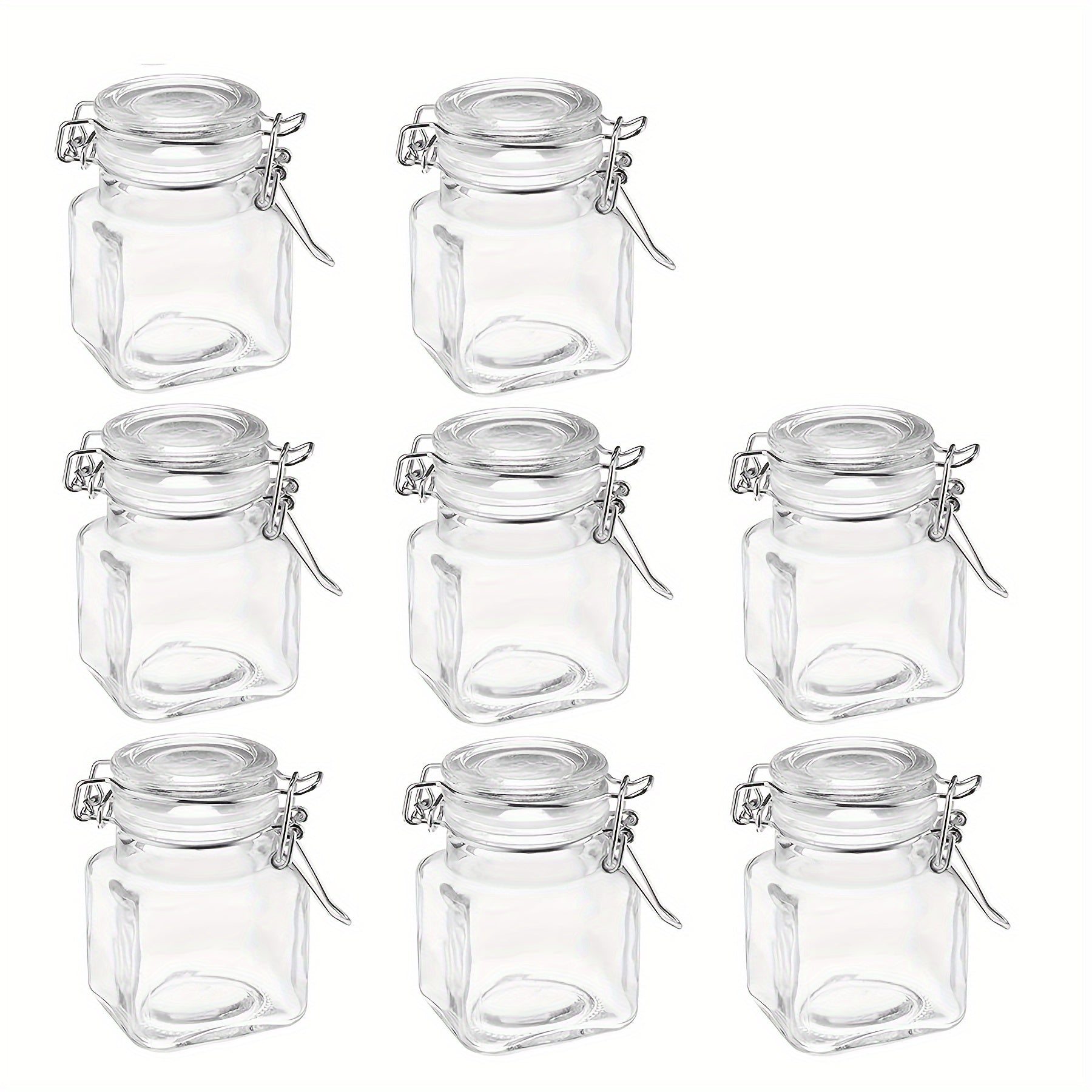 8 frascos de vidrio cuadrados de 100 ml con tapas de metal, reutilizables, ideales para almacenar alimentos, granos, especias y mermelada, perfectos para organizar la cocina