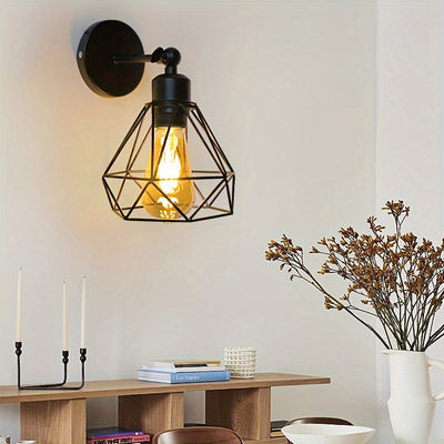 1 pieza, luz de pared ajustable de ángulo vintage negra, base de bombilla E27, luz de pared para sala de estar y dormitorio (sin bombilla)