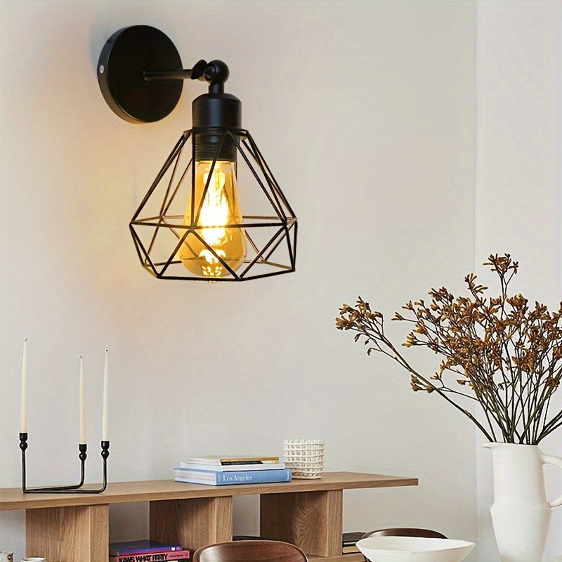 1 pieza, luz de pared ajustable de ángulo vintage negra, base de bombilla E27, luz de pared para sala de estar y dormitorio (sin bombilla)