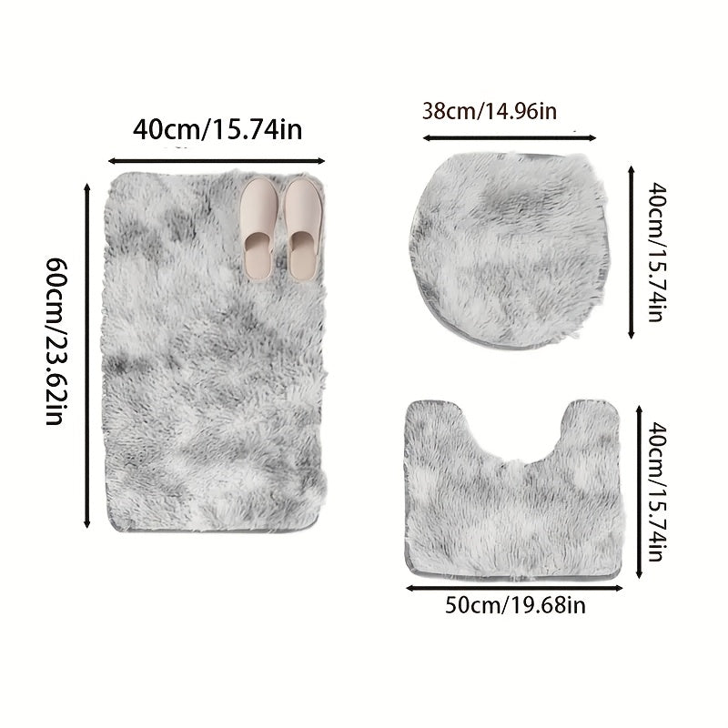 Juego de 3 alfombras de baño de color sólido, suaves, absorbentes y antideslizantes, lavables a máquina, secado rápido, cómodas, ideales para dormitorio, bañera, inodoro, ducha, cocina y áreas interiores