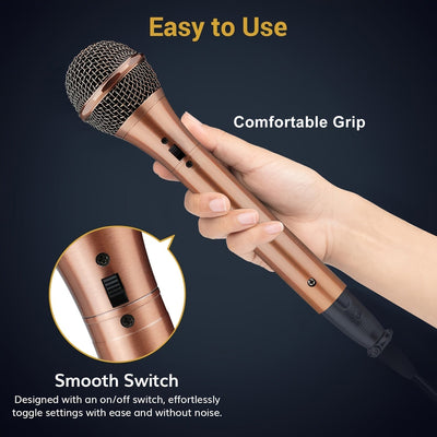2-Pack Micrófonos Dinámicos Vintage de Diámetro Pequeño, Patrón de Polaridad Unidireccional, Conector XLR, Características de Clip y Soporte, Construcción Metálica Antivibraciones, Sin Cargar - No Incluye Cable