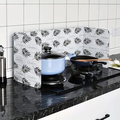 1 Protector de salpicaduras de cocina resistente al calor - 33,27" x 12,80" Cubierta de papel aluminio negro, adecuada para hornos de gas, protege paredes y superficies de daños por grasa y manchas.
