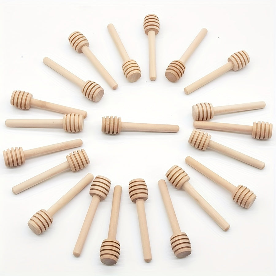 100pcs Mini Cuchara De Madera Para Miel, Mango Largo De Madera Para Miel, Suministros Para Tarros De Miel, Varilla Para Mezclar Té Con Leche, Herramientas Para Postres, Gadget De Cocina