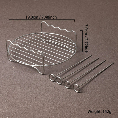 1pc Rejilla para Freidora de Aire de Acero Inoxidable con 4 Brochetas - Doble Capa, Incluye Alfombrilla de Silicona, Ideal para BBQ y Horneado, Regalo Perfecto para Mamá, Esencial en la Cocina