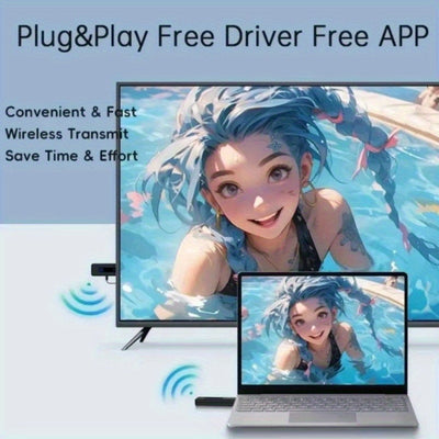 2 piezas Extensor sin varillas de Transmisor y Receptor para Video y Audio HDTV 50m Adaptador de Pantalla Inalámbrica 1080P@60Hz desde PC a Proyector & Monitor