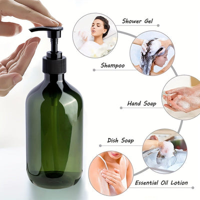 Juego de 4 dispensadores de jabón de 500 ml, botellas para loción, dispensador de jabón para baño, botellas vacías rellenables para champú, gel de ducha y acondicionador, accesorios para baño