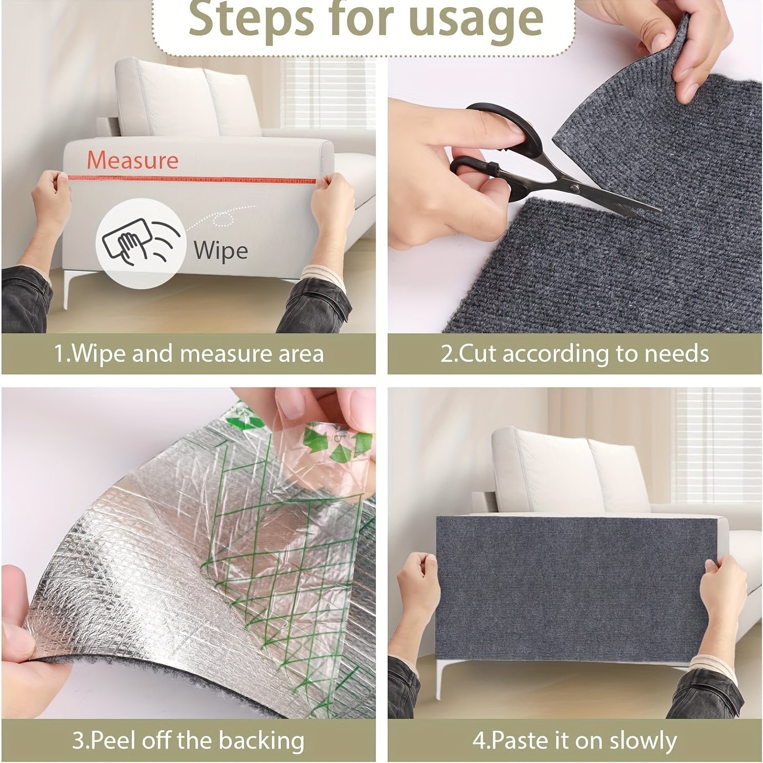 Un rollo de alfombra gris autoadhesiva recortable para soporte de marco de escalada para gatos, alfombra para escalones de muebles de pared para gatos, alfombra para rascar gatos, protector de sofá para rascar gatos, alfombra para rascar gatos