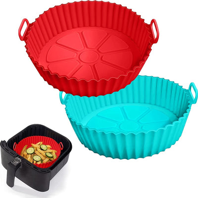 1 forro de silicona para freidora de aire para restaurante, 20,32 cm, freidora de aire reutilizable, olla de silicona, freidora de aire redonda, cesta de silicona para 3 a 7 QT para hornear, horno, microondas, accesorios para restaurante