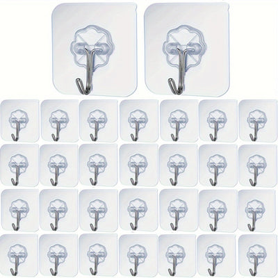 30 ganchos adhesivos transparentes sin marcar, sin clavos ni daños, para cuadros y azulejos, fijación fuerte, compatibles con múltiples superficies