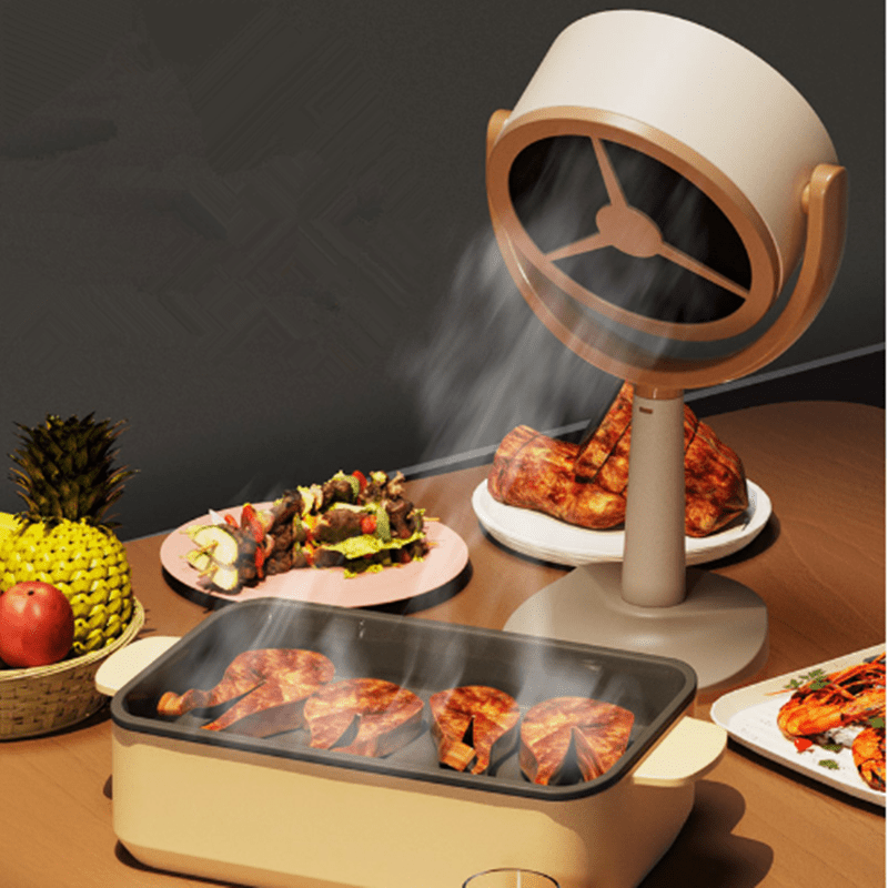 Ventilador portátil para purificar el aire, Lorivu, alimentado por USB, para cocina e interiores, diseño compacto con ventilación, ideal para asados y reuniones, ventilador de cocina, accesorio moderno para cocina, ventilador alimentado por USB, ventilad