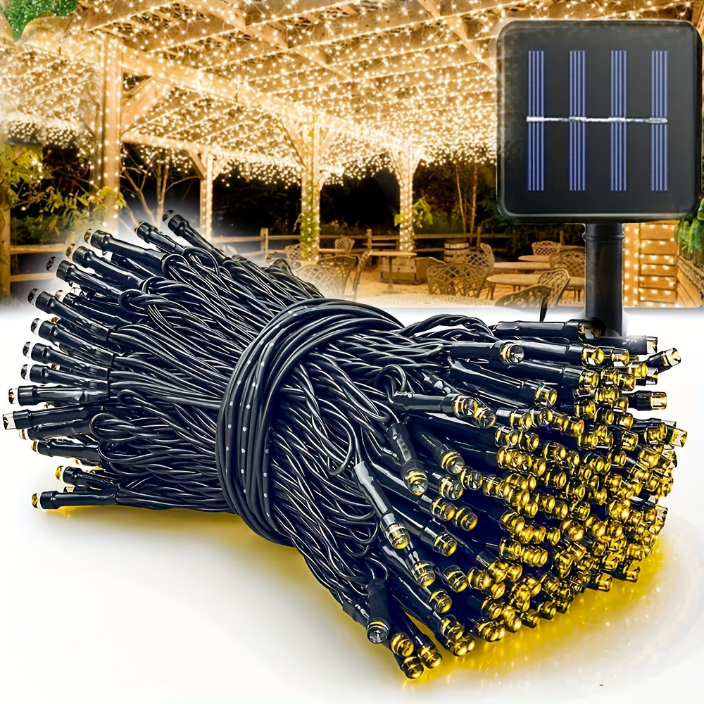 Luces de cuerda de hada con energía solar, 20/50/100/200 luces solares LED, luces solares para exteriores, con sensor inteligente - Detección de luz, interruptor inteligente, ideal para jardín, patio, porche, pared, árbol, Pascua, Halloween, decoración n