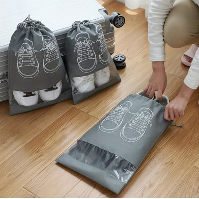 Juego de 5 bolsas plásticas impermeables para almacenar zapatos con cierre de cordón, organizadores de viaje transparentes, fácil identificación y ahorro de espacio, accesorios esenciales para viajes y salidas