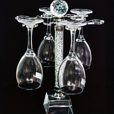 Portavasos de Vino de Cristal con Estrás de Lujo Ligero Adecuado para Decoración y Almacenamiento en el Escritorio del Bar Doméstico