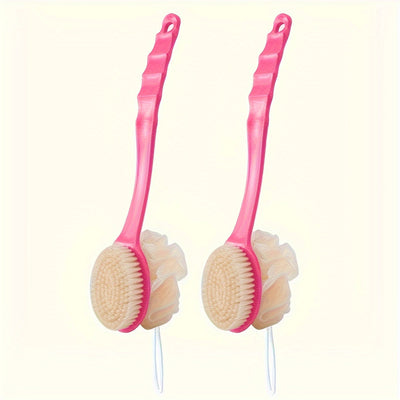 Cepillo corporal de cerdas y esponja suave de lujo - Cepillo de ducha curvo de mango largo exfoliante suave para mujeres y hombres - Accesorios de spa para el baño para el cuerpo, la cara y el cuidado de la piel