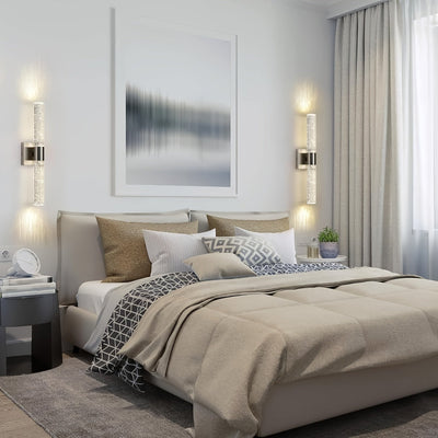 Aplique Moderno para Baño Aplique Plateado Iluminación de Pared Aplique de Pared LED de Cristal 39.88 cm 5000K Aplique de Tocador de Baño Montado en Pared Vertical y Horizontal para Dormitorio y Sala de Estar