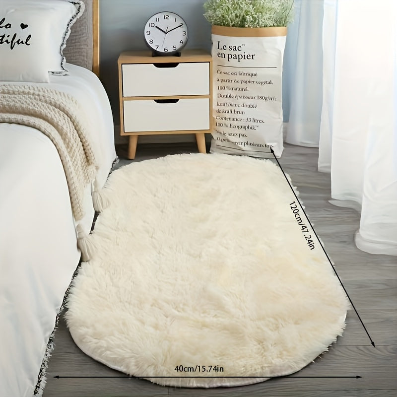 Alfombra Ovalada de Piel Sintética Suave y Lujosa - Peluche, Antideslizante, Lavable a Mano y Duradera para Dormitorio, Sala de Estar y Decoración del Hogar, Disponible en Dos Tamaños