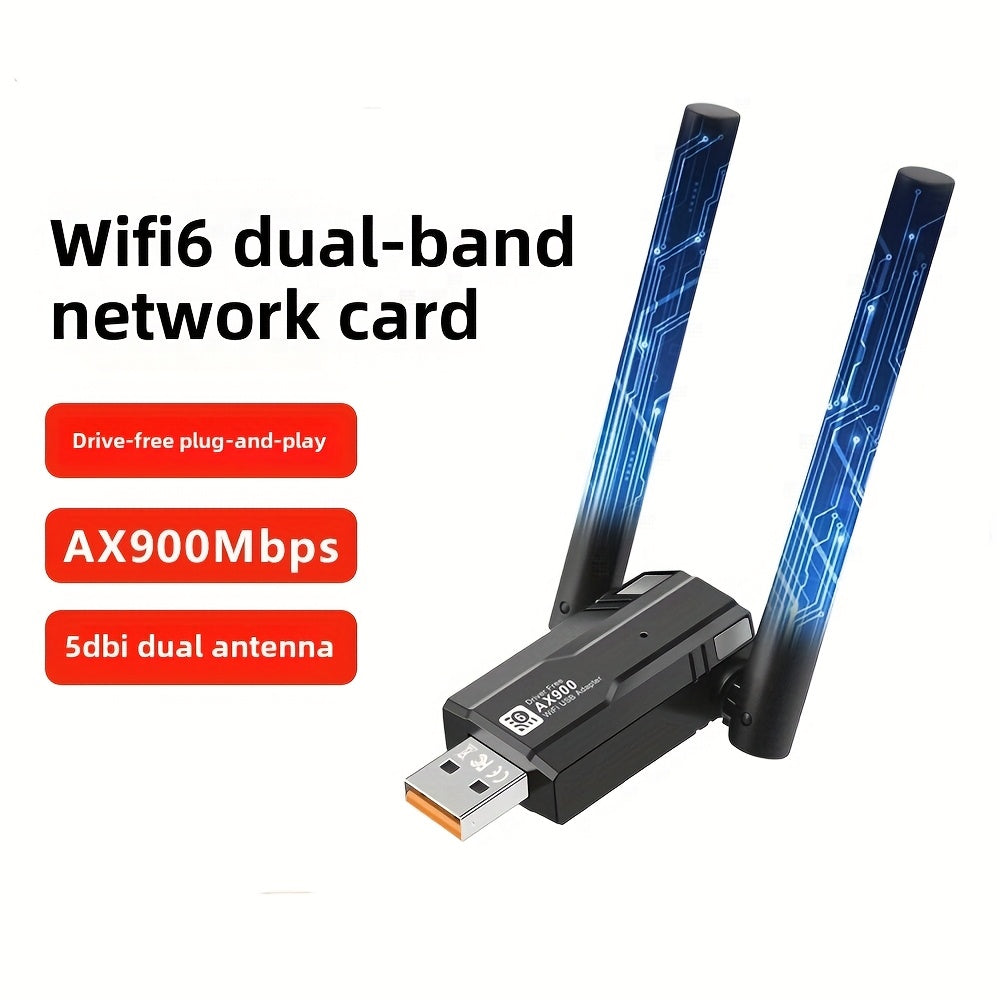 Tarjeta de red WiFi6 de doble banda, adaptador de red inalámbrica con receptor externo USB, velocidad de 900Mbps, plug-and-play, doble antena, para PC de escritorio/ordenador portátil, no requiere batería, alimentado por USB, accesorio de red | Diseño el