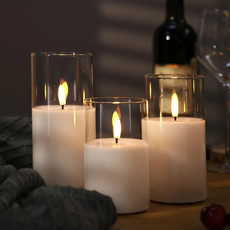Velitas LED con llama realista y parpadeante - Velas sin llama alimentadas por batería con mecha 3D para Navidad, hogar, bodas, cumpleaños y ambiente romántico (AAA no incluidos), velas sin llama, iluminación festiva, iluminación elegante, plástico durad