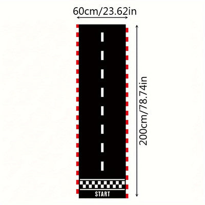 Corredor de fiesta temática de autos de carreras - 1 pancarta de poliéster a cuadros, decoración de pasillo de piso de pista de carreras no eléctrica para celebraciones de cumpleaños con temática de carreras