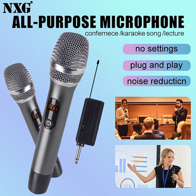 Sistema de Micrófono Inalámbrico Profesional NXG - Portátil, Alcance de 160 pies para Karaoke, Bodas, DJs, Fiestas, Discursos y Uso en Aulas con Control de Volumen, Conector de 3.5mm, Batería Recargable