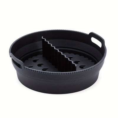 1pc Estera de Horno Reutilizable para Freidora de Aire, Redonda, Silicona, Grado Alimenticio, Plegable, Multifuncional, Antiadherente, con Almohadillas Divisorias para Freidora de Aire