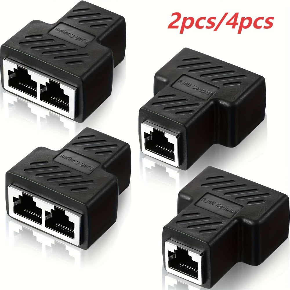 Divisor de Ethernet RJ45 2/4, adaptador de puerto masculino 1 a 2, compatible con cable Cat5/Cat6, permite que dos computadoras se conecten simultáneamente, adaptador de expansión de red