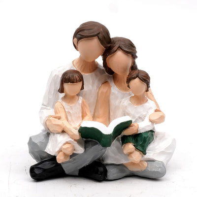 Un conjunto precioso de esculturas de resina para momentos familiares - Padre, hijo y cuatro esculturas de lectura, adornos de mesa, adecuados para varios tipos de habitaciones, decoración del hogar y sala de estar, uso interior, esculturas interiores.
